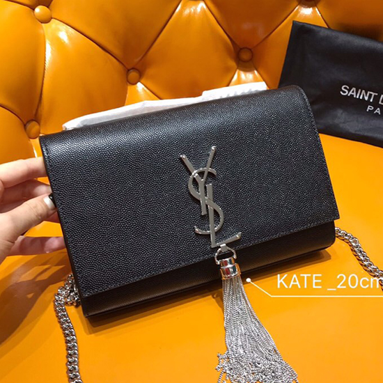 Saint Laurent Kate Chain and Tassel Bag Black 474366