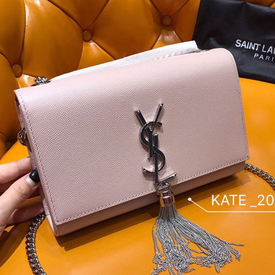 Saint Laurent Kate Chain and Tassel Bag Pink 474366