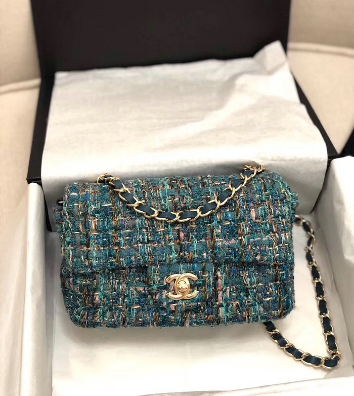 Chanel Tweed Mini Flap Bag Blue A69900