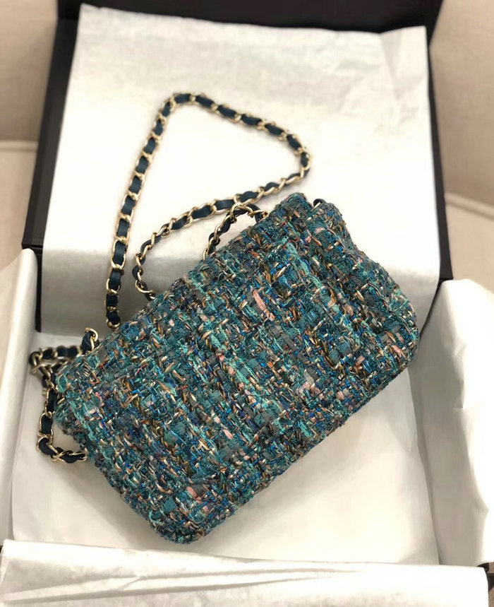 Chanel Tweed Mini Flap Bag Blue A69900