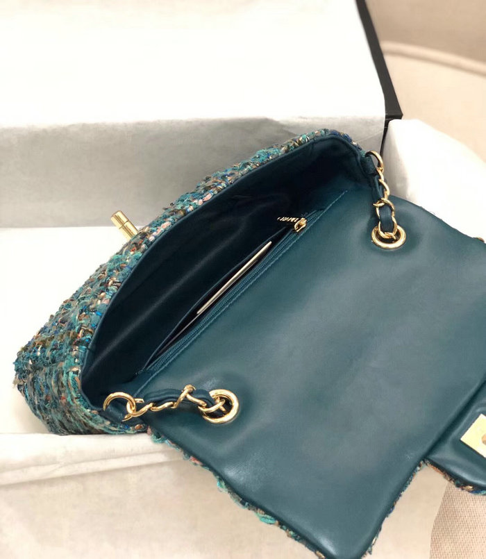 Chanel Tweed Mini Flap Bag Blue A69900