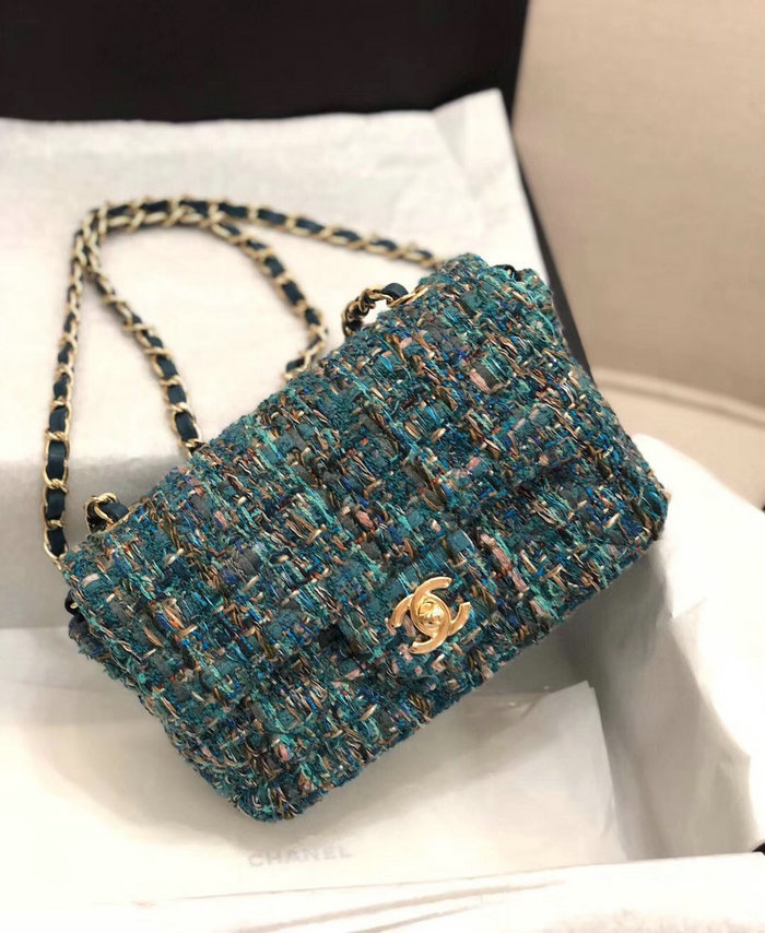 Chanel Tweed Mini Flap Bag Blue A69900