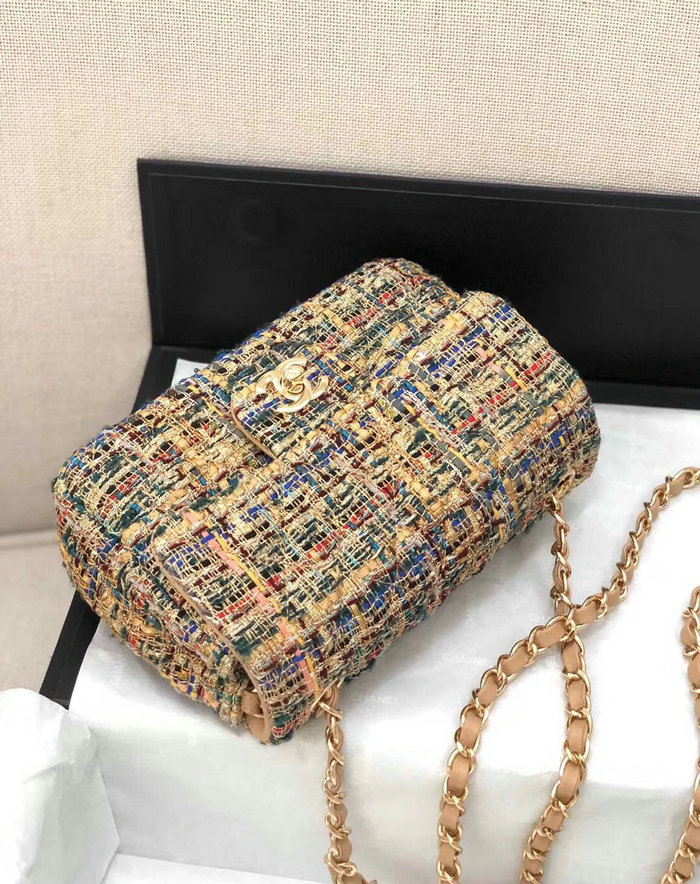 Chanel Tweed Mini Flap Bag Gold A69900