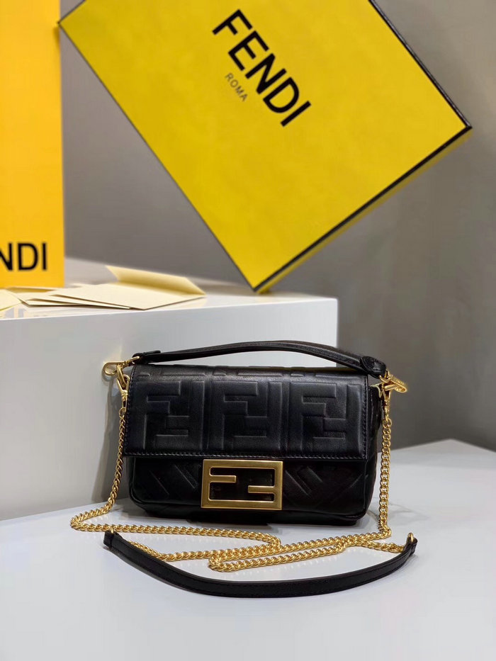 Fendi Sheepskin Leather Mini Bag Black F0191S