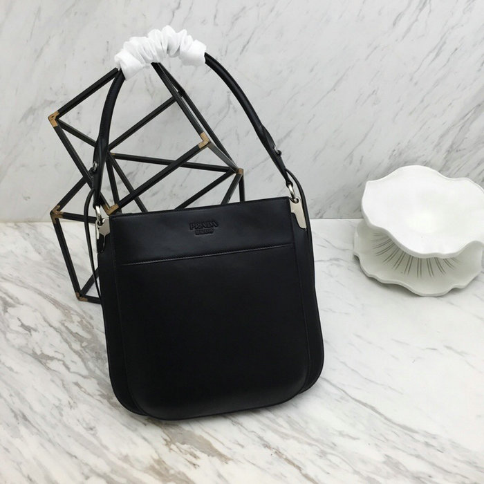 Prada Margit Leather Shoulder Bag Black 1BC076