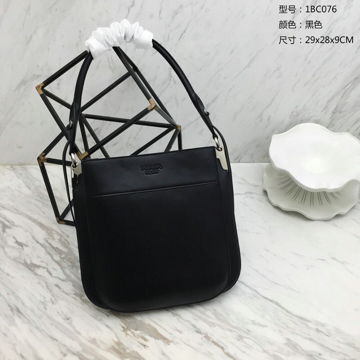 Prada Margit Leather Shoulder Bag Black 1BC076