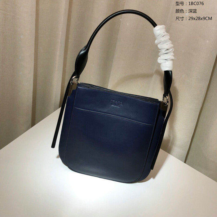 Prada Margit Leather Shoulder Bag Blue 1BC076