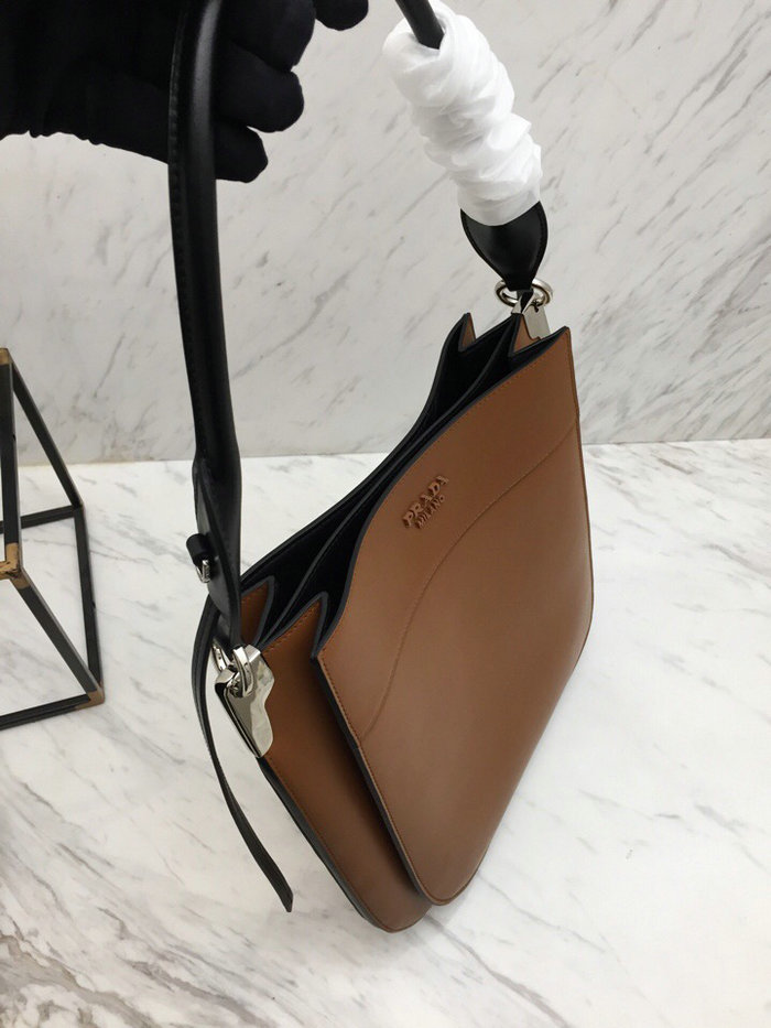 Prada Margit Leather Shoulder Bag Brown 1BC076