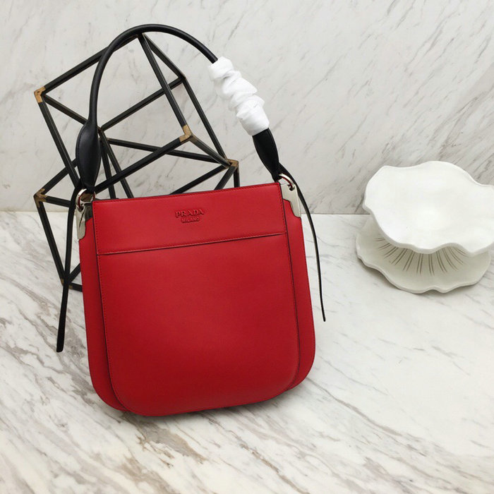 Prada Margit Leather Shoulder Bag Red 1BC076