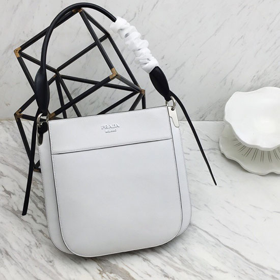 Prada Margit Leather Shoulder Bag White 1BC076