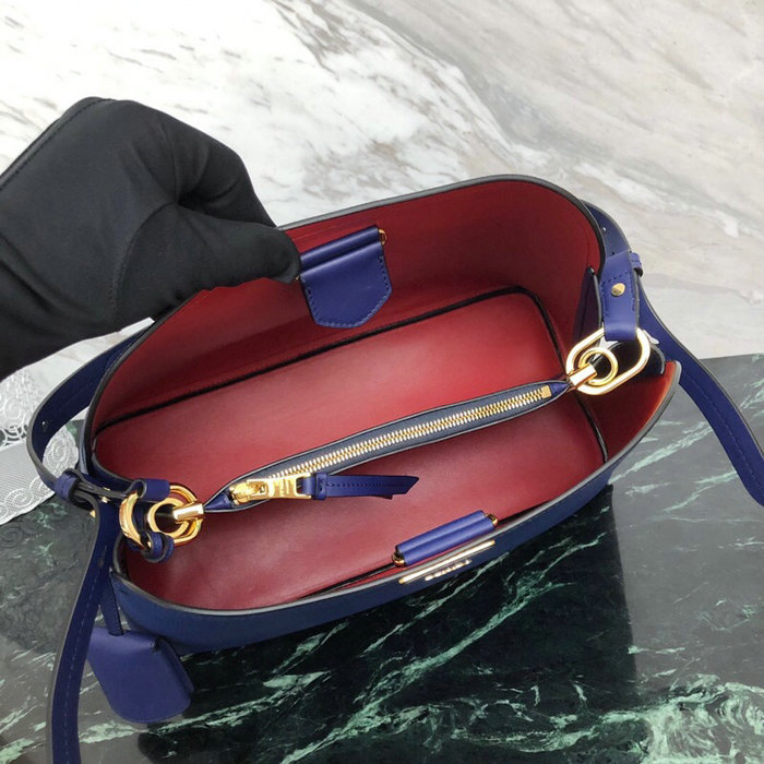 Prada Saffiano Leather Matinee Handbag Blue 1BA249