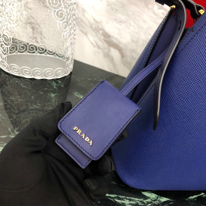 Prada Saffiano Leather Matinee Handbag Blue 1BA249