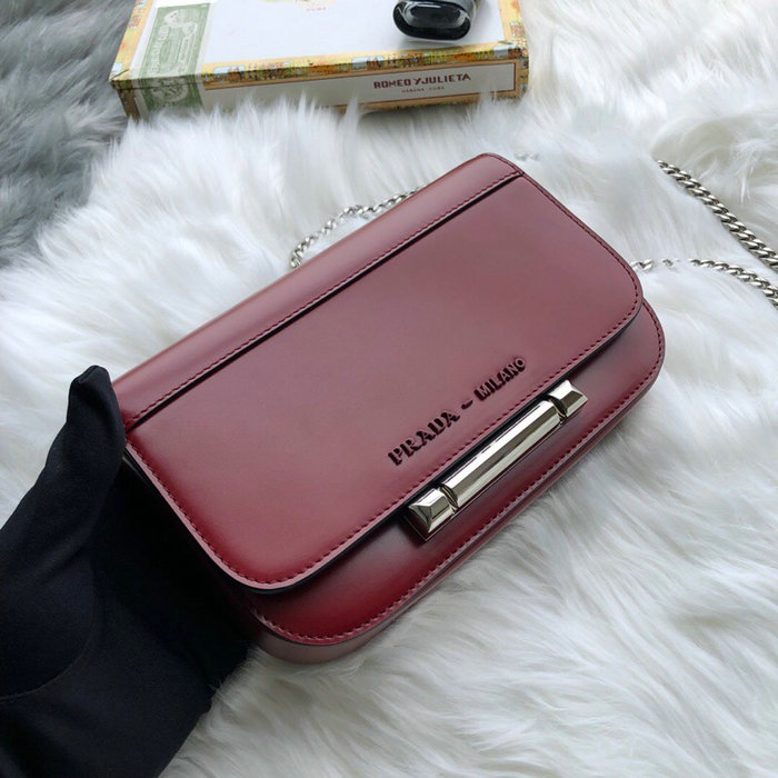 Prada Sybille Leather Bag Burgundy 1BD170