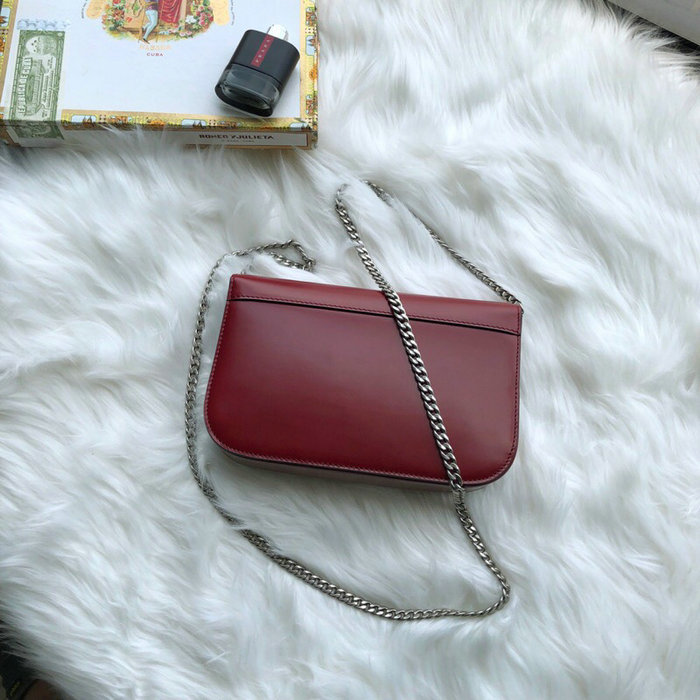 Prada Sybille Leather Bag Burgundy 1BD170