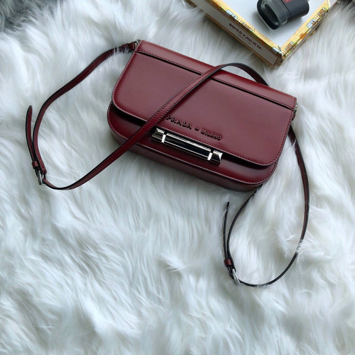 Prada Sybille Leather Bag Burgundy 1BD170