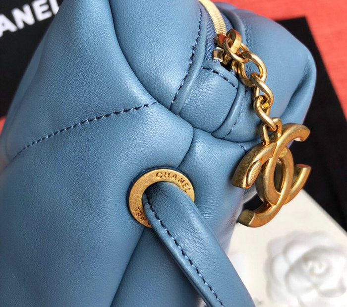 Chanel Lambskin Small Bowling Bag Blue AS0781