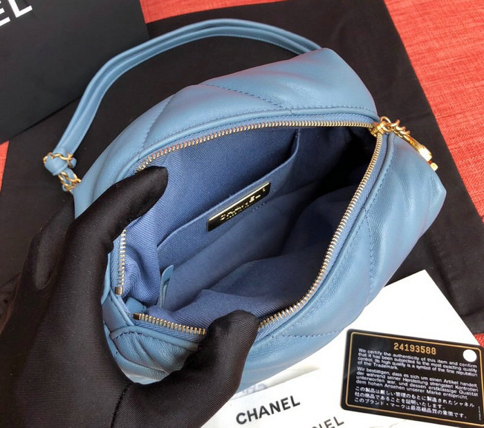 Chanel Lambskin Small Bowling Bag Blue AS0781