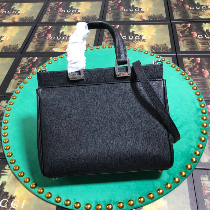 Gucci Grainy Leather Small Top Handle Bag Black 569712
