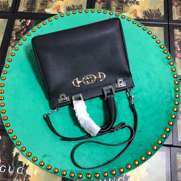 Gucci Grainy Leather Small Top Handle Bag Black 569712