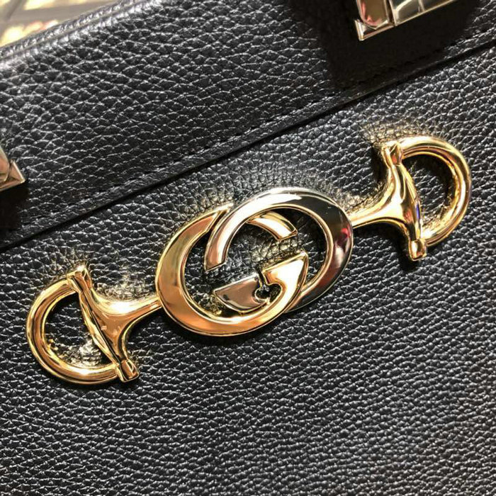 Gucci Grainy Leather Small Top Handle Bag Black 569712