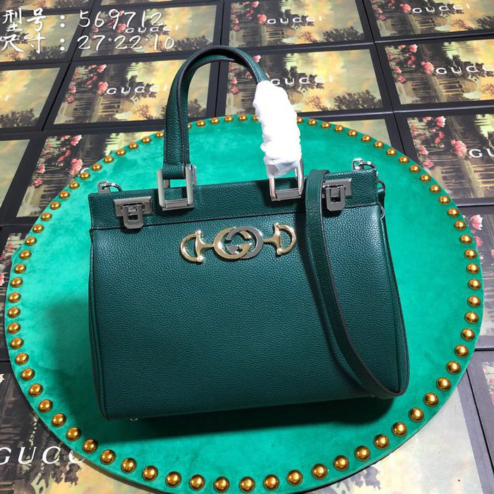 Gucci Grainy Leather Small Top Handle Bag Green 569712