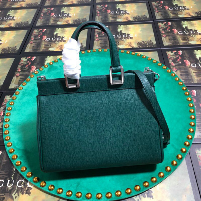 Gucci Grainy Leather Small Top Handle Bag Green 569712