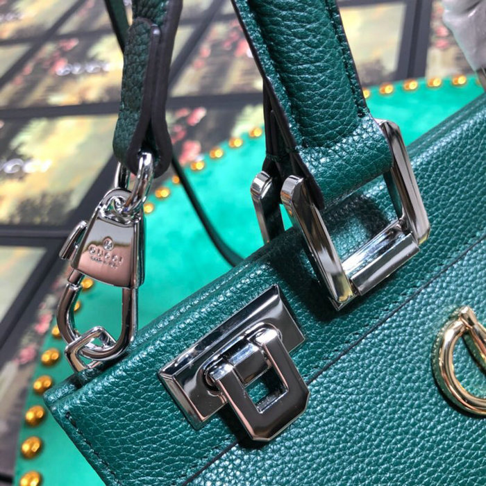 Gucci Grainy Leather Small Top Handle Bag Green 569712