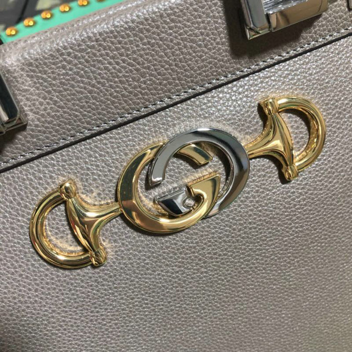 Gucci Grainy Leather Small Top Handle Bag Grey 569712