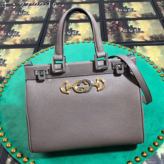 Gucci Grainy Leather Small Top Handle Bag Grey 569712