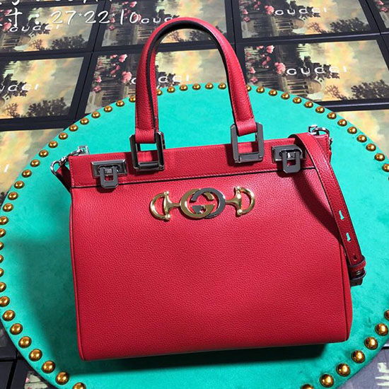 Gucci Grainy Leather Small Top Handle Bag Red 569712