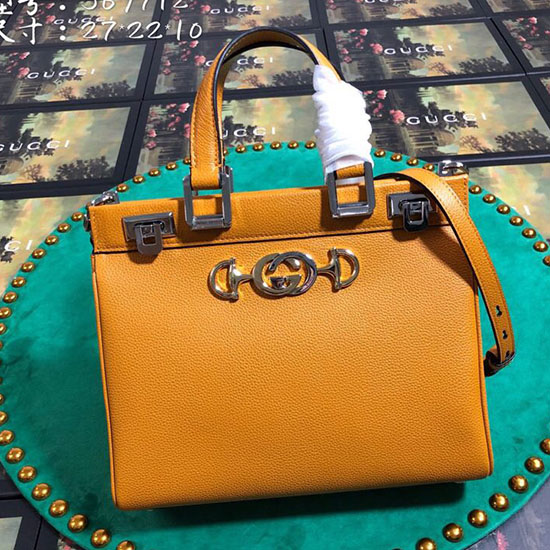 Gucci Grainy Leather Small Top Handle Bag Yellow 569712