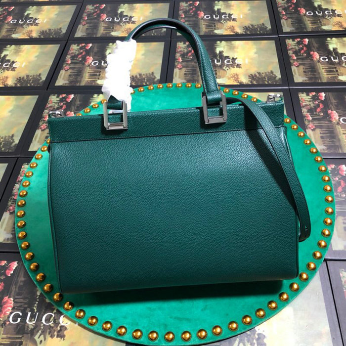 Gucci Zumi Grainy Leather Medium Top Handle Bag Green 564714