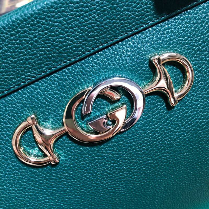 Gucci Zumi Grainy Leather Medium Top Handle Bag Green 564714