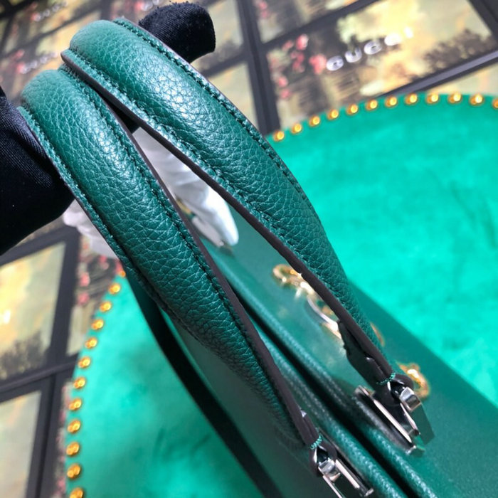 Gucci Zumi Grainy Leather Medium Top Handle Bag Green 564714
