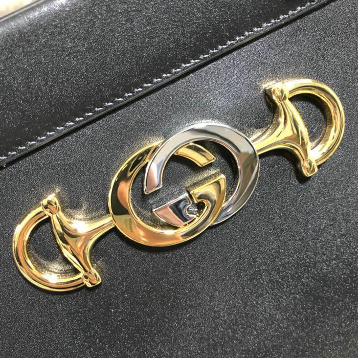 Gucci Zumi Smooth Leather Medium Top Handle Bag Black 564714