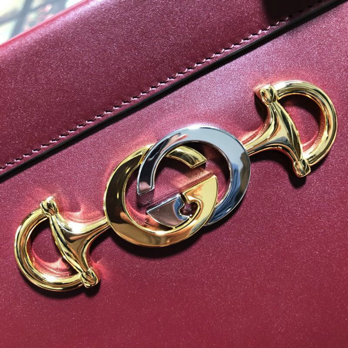 Gucci Zumi Smooth Leather Medium Top Handle Bag Burgundy 564714