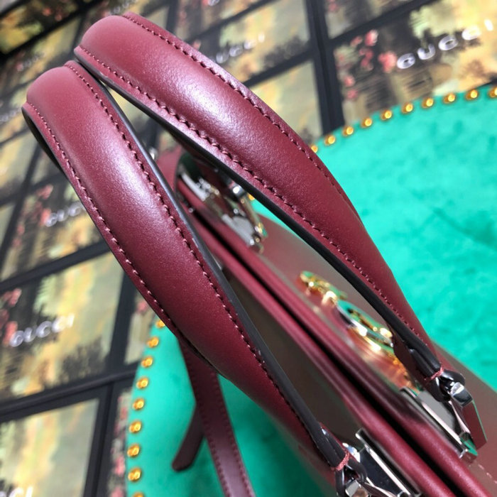 Gucci Zumi Smooth Leather Medium Top Handle Bag Burgundy 564714