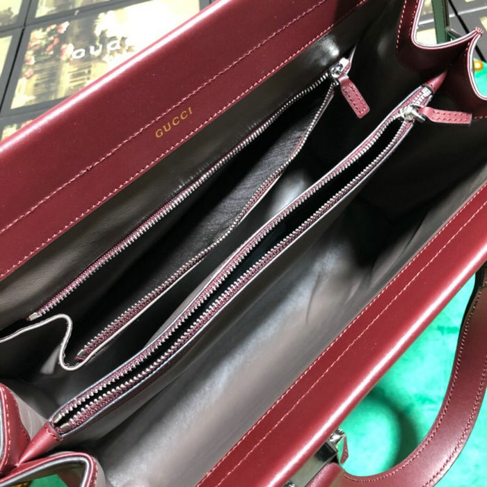 Gucci Zumi Smooth Leather Medium Top Handle Bag Burgundy 564714