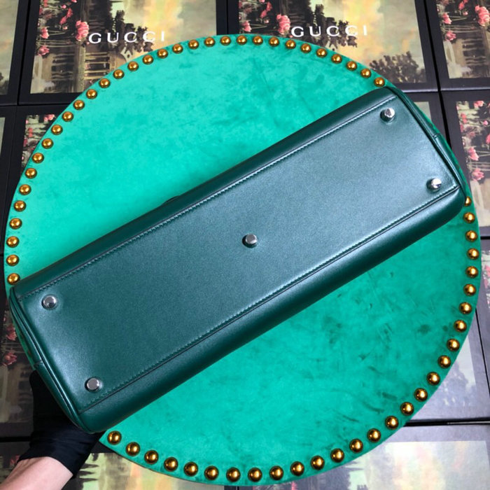 Gucci Zumi Smooth Leather Medium Top Handle Bag Green 564714