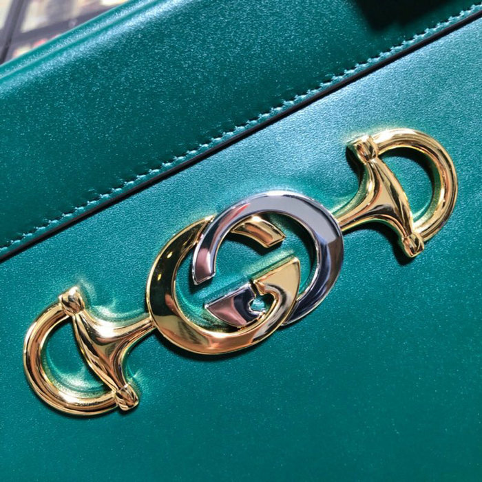 Gucci Zumi Smooth Leather Medium Top Handle Bag Green 564714