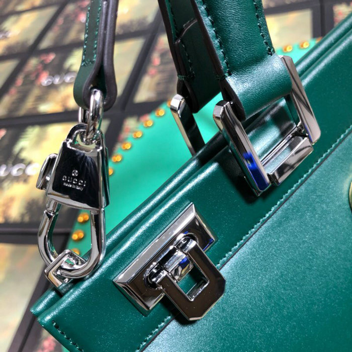 Gucci Zumi Smooth Leather Medium Top Handle Bag Green 564714