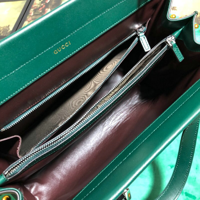 Gucci Zumi Smooth Leather Medium Top Handle Bag Green 564714
