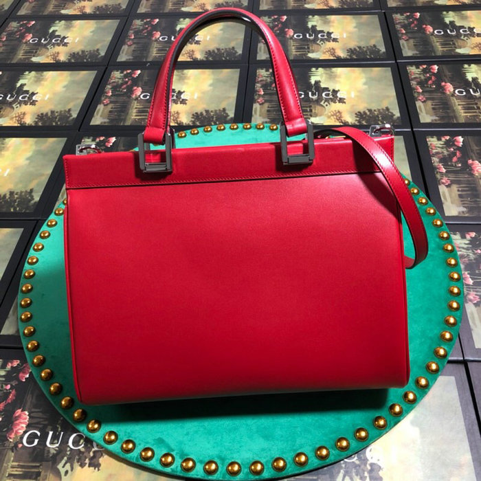 Gucci Zumi Smooth Leather Medium Top Handle Bag Red 564714