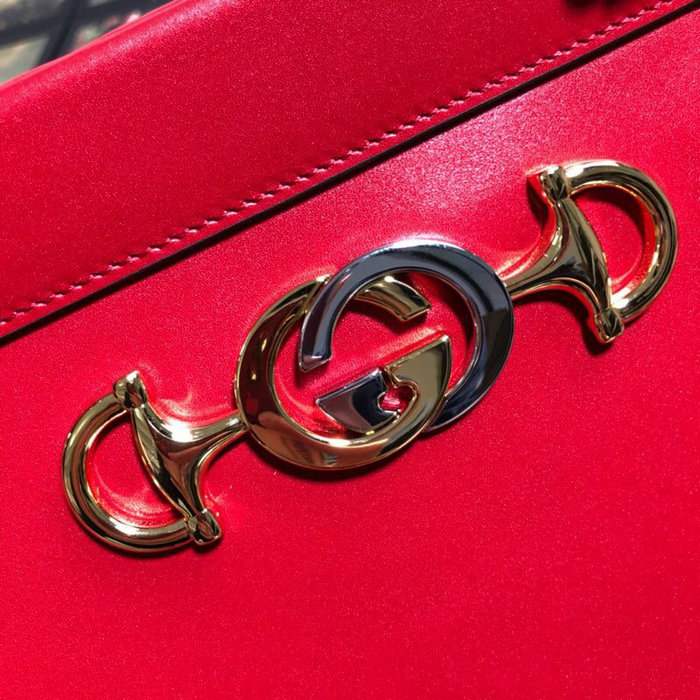 Gucci Zumi Smooth Leather Medium Top Handle Bag Red 564714