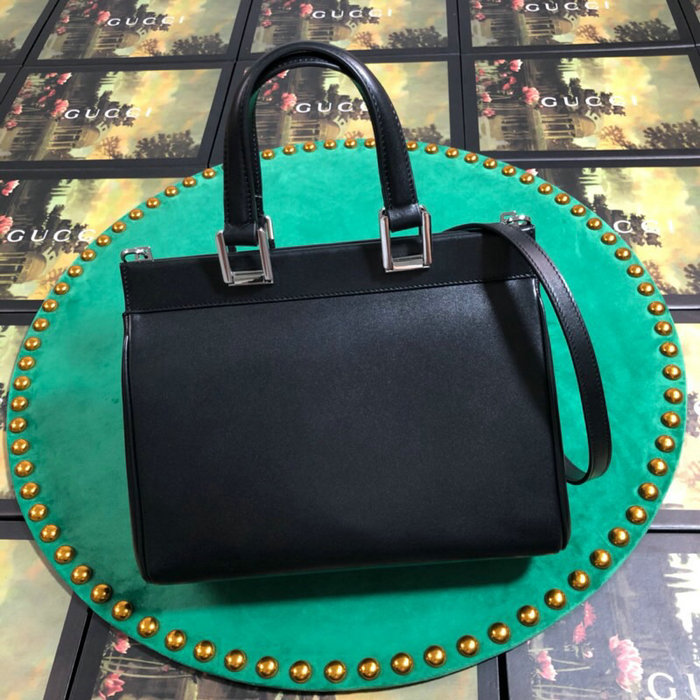 Gucci Zumi Smooth Leather Small Top Handle Bag Black 569712
