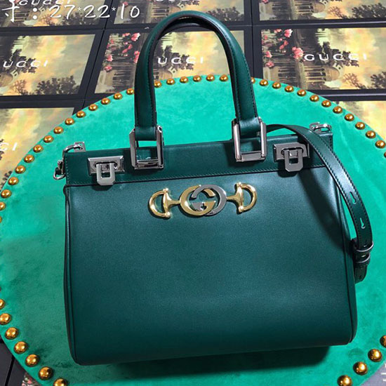 Gucci Zumi Smooth Leather Small Top Handle Bag Green 569712