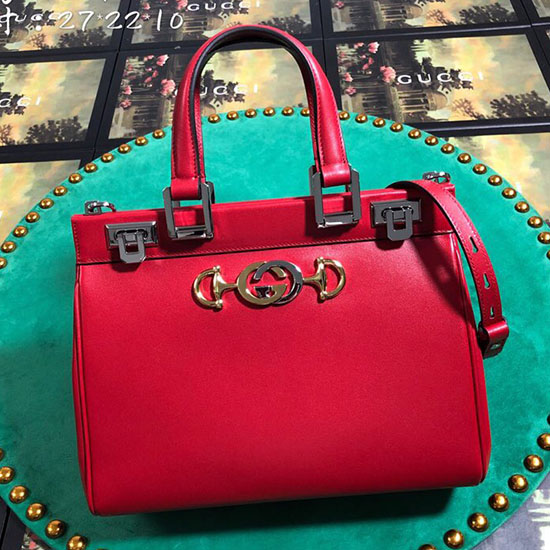 Gucci Zumi Smooth Leather Small Top Handle Bag Red 569712