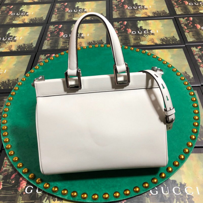 Gucci Zumi Smooth Leather Small Top Handle Bag White 569712
