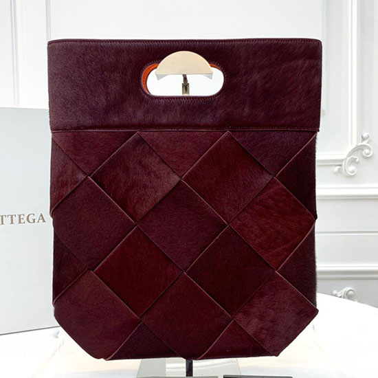 Bottega Veneta Small Slip Tote in Burgundy Pony Lux 574154