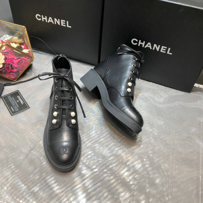 Chanel Calfskin Ankle Boots Black C10055